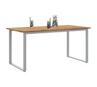 Berkfield Home Outdoor Dining Table Grey 160x80x75 cm Steel&Solid Wood Acacia | Size: 160 x 80 x 75 cm Berkfield Home Grey 160 x 80 x 75 cm