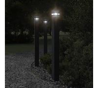 Berkfield Home Outdoor Floor Lamps with Outlet 3pcs Black 110 cm Aluminium Berkfield Home Black