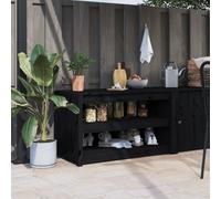 Berkfield Home Outdoor Kitchen Cabinet Black 106x55x64 cm Solid Wood Pine | Size: 106 x 55 x 64 cm Berkfield Home Black 106 x 55 x 64 cm