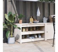 Berkfield Home Outdoor Kitchen Cabinet White 106x55x64 cm Solid Wood Pine | Size: 106 x 55 x 64 cm Berkfield Home White 106 x 55 x 64 cm
