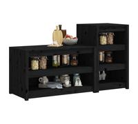 Berkfield Home Outdoor Kitchen Cabinets 2 pcs Black Solid Wood Pine Berkfield Home Black