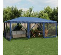 Berkfield Home Party Tent with 10 Mesh Sidewalls Blue 6x4 m HDPE Berkfield Home Blue