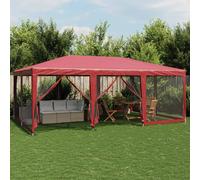 Berkfield Home Party Tent with 10 Mesh Sidewalls Red 6x4 m HDPE Berkfield Home Red