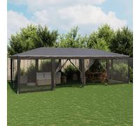 Berkfield Home Party Tent with 12 Mesh Sidewalls Anthracite 8x4 m HDPE in Black Berkfield Home Black