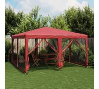 Berkfield Home Party Tent with 8 Mesh Sidewalls Red 4x4 m HDPE Berkfield Home Red