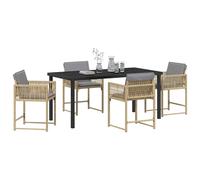 Berkfield Home Peaceful 5 Piece Garden Dining Set with Cushions Beige Poly Rattan Berkfield Home Beige