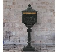 Berkfield Home Pedestal Letterbox Aluminium Vintage Style Rustproof Green Berkfield Home Green