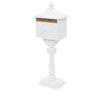 Berkfield Home Pedestal Letterbox Aluminium Vintage Style Rustproof White Berkfield Home White