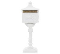 Berkfield Home Pedestal Letterbox Aluminium Vintage Style Rustproof White Berkfield Home White