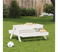 Berkfield Home Picnic Table with Sandpit for Kids White Solid Wood Pine Berkfield Home White