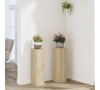 Berkfield Home Plant Stand 2pcs Sonoma Oak 17x17x60 cm Engineered Wood in Brown | Size: 17 x 17 x 60 cm Berkfield Home Brown 17 x 17 x 60 cm
