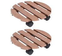 Berkfield Home Plant Trolleys 2 pcs Brown √ò30x7.5 cm WPC | Size: 30x7.5 cm Berkfield Home Brown 30x7.5 cm