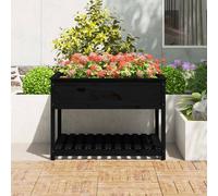 Berkfield Home Planter with Shelf Black 111.5x111.5x81 cm Solid Wood Pine Berkfield Home Black 111.5x111.5x81 cm
