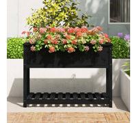 Berkfield Home Planter with Shelf Black 111.5x54x81 cm Solid Wood Pine Berkfield Home Black 111.5x54x81 cm