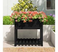 Berkfield Home Planter with Shelf Black 82.5x82.5x81 cm Solid Wood Pine Berkfield Home Black 82.5x82.5x81 cm