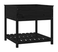 Berkfield Home Planter with Shelf Black 82.5x82.5x81 cm Solid Wood Pine Berkfield Home Black 82.5x82.5x81 cm