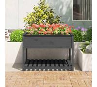 Berkfield Home Planter with Shelf Grey 111.5x111.5x81 cm Solid Wood Pine Berkfield Home Grey 111.5x111.5x81 cm