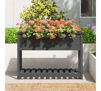 Berkfield Home Planter with Shelf Grey 111.5x54x81 cm Solid Wood Pine Berkfield Home Grey 111.5x54x81 cm