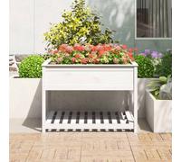 Berkfield Home Planter with Shelf White 111.5x111.5x81 cm Solid Wood Pine Berkfield Home White 111.5x111.5x81 cm