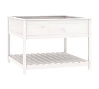 Berkfield Home Planter with Shelf White 111.5x111.5x81 cm Solid Wood Pine Berkfield Home White 111.5x111.5x81 cm