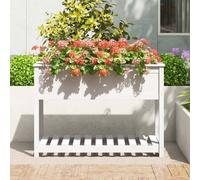 Berkfield Home Planter with Shelf White 111.5x54x81 cm Solid Wood Pine Berkfield Home White 111.5x54x81 cm