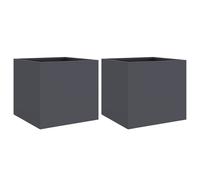 Berkfield Home Planters 2 pcs Anthracite 32x30x29 cm Steel in Dark Grey | Size: 32 x 30 x 29 cm Berkfield Home Dark Grey 32 x 30 x 29 cm