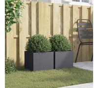 Berkfield Home Planters 2 pcs Anthracite 32x30x29 cm Steel in Dark Grey | Size: 32 x 30 x 29 cm Berkfield Home Dark Grey 32 x 30 x 29 cm