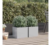 Berkfield Home Planters 2 pcs Silver 32x30x29 cm Galvanised Steel | Size: 32 x 30 x 29 cm Berkfield Home Silver 32 x 30 x 29 cm