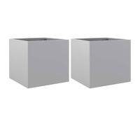 Berkfield Home Planters 2 pcs Silver 32x30x29 cm Galvanised Steel | Size: 32 x 30 x 29 cm Berkfield Home Silver 32 x 30 x 29 cm