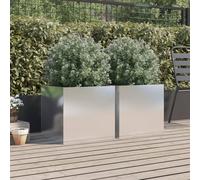 Berkfield Home Planters 2 pcs Silver 49x47x46 cm Stainless Steel | Size: 49 x 47 x 46 cm Berkfield Home Silver 49 x 47 x 46 cm
