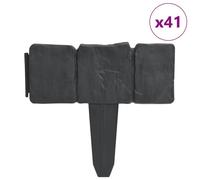 Berkfield Home Plastic Garden / Lawn Fence Stone Look 41 pcs 10 m in Grey Berkfield Home Grey