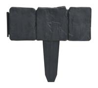 Berkfield Home Plastic Garden / Lawn Fence Stone Look 41 pcs 10 m in Grey Berkfield Home Grey