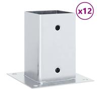 Berkfield Home Post Bases Square 12 pcs Silver 81x81 mm Galvanised Steel Berkfield Home Silver