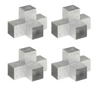 Berkfield Home Post Connectors 4 pcs X Shape Galvanised Metal 101x101 mm in Silver Berkfield Home Silver