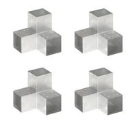 Berkfield Home Post Connectors 4 pcs Y Shape Galvanised Metal 101x101 mm in Silver Berkfield Home Silver