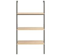 Berkfield Home Practical 3-Tier Leaning Shelf Light Brown & Black 64x35x120.5 cm Berkfield Home Brown 64x35x120.5 cm
