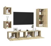 Berkfield Home Practical 5 Piece TV Cabinet Sets Sonoma Oak Engineered Wood in Light Tan Berkfield Home Light Tan