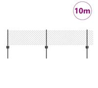 Berkfield Home Practical Chain Link Fence with 10 U Posts Grey 0.4x10 m Steel Berkfield Home Grey