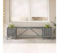 Berkfield Home Practical Garden Bench with 2 Planters 150cm Solid Acacia Wood Grey Berkfield Home Grey
