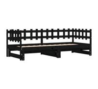 Berkfield Home Pull-out Day Bed Black 2x(90x190) cm Solid Wood Pine Berkfield Home Black