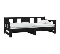 Berkfield Home Pull-out Day Bed Black Solid Wood Pine 2x(90x190) cm Berkfield Home Black
