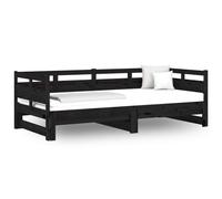 Berkfield Home Pull-out Day Bed Black Solid Wood Pine 2x(90x190) cm Berkfield Home Black