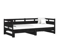 Berkfield Home Pull-out Day Bed Black Solid Wood Pine 2x(90x190) cm Berkfield Home Black