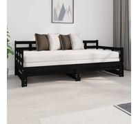 Berkfield Home Pull-out Day Bed Black Solid Wood Pine 2x(90x190) cm Berkfield Home Black