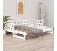 Berkfield Home Pull-out Day Bed White Solid Wood Pine 2x(80x200) cm Berkfield Home White