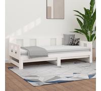 Berkfield Home Pull-out Day Bed White Solid Wood Pine 2x(90x200) cm Berkfield Home White