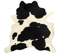 Berkfield Home Real Cow Hide Rug Black & White 150x170 cm | Size: 100 cm diameter Berkfield Home Black 100 cm diameter