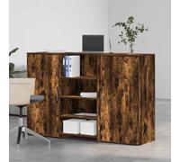 Berkfield Home Reception Desk Smoked Oak 155x50x103.5 cm Engineered Wood in Brown Berkfield Home Brown 155x50x103.5 cm