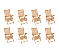 Berkfield Home Reclining Garden Chairs 8 pcs Solid Teak Wood in Brown Berkfield Home Brown