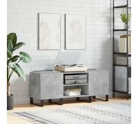 Berkfield Home Record Cabinet Concrete Grey 121x38x48 cm Engineered Wood | Size: 121 x 38 x 48 cm Berkfield Home Grey 121 x 38 x 48 cm